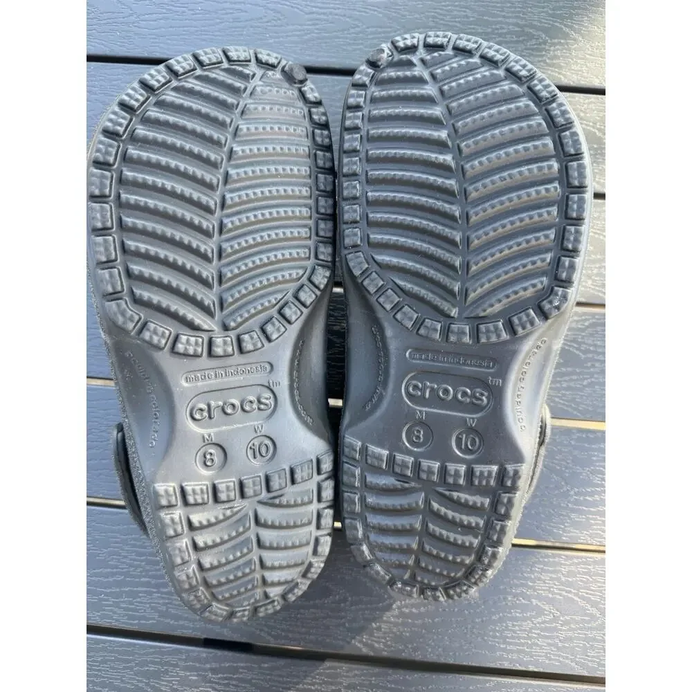 Crocs Classic Glitter Clog Black Slip On Sandal Women 10/ Men 8